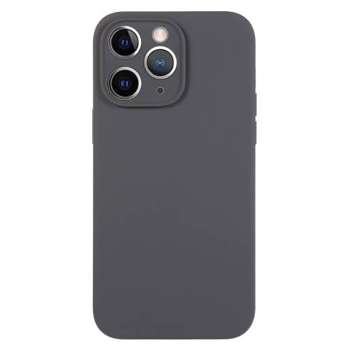 

For iPhone 11 Pro Max Pure Color Liquid Silicone Fine Pore Phone Case(Charcoal Black)