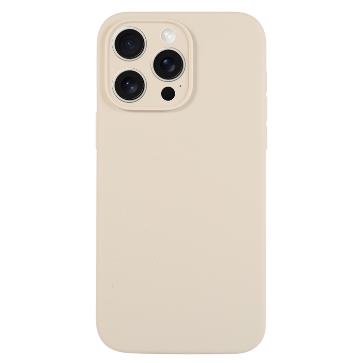

For iPhone 16 Pro Pure Color Liquid Silicone Fine Pore Phone Case(Antique White)