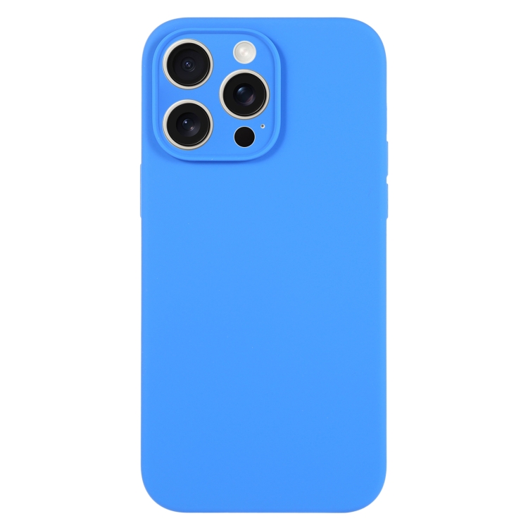 

For iPhone 16 Pro Pure Color Liquid Silicone Fine Pore Phone Case(Lake Blue)