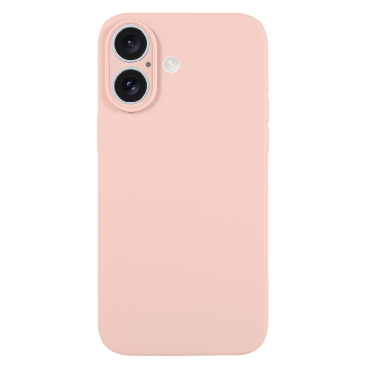 

For iPhone 16 Plus Pure Color Liquid Silicone Fine Pore Phone Case(Sand Pink)