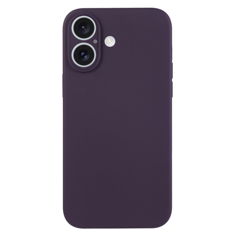 

For iPhone 16 Pure Color Liquid Silicone Fine Pore Phone Case(Berry Purple)
