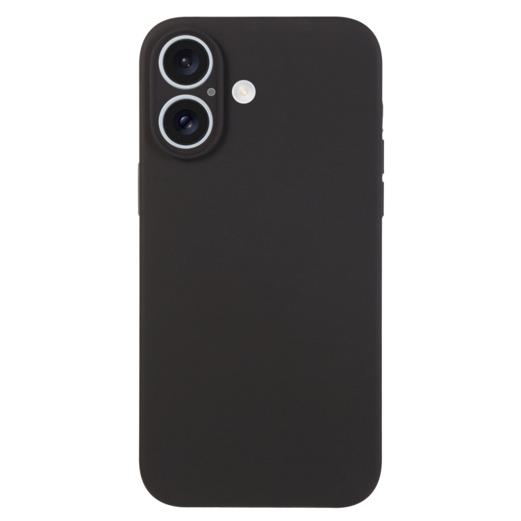 

For iPhone 16 Pure Color Liquid Silicone Fine Pore Phone Case(Black)