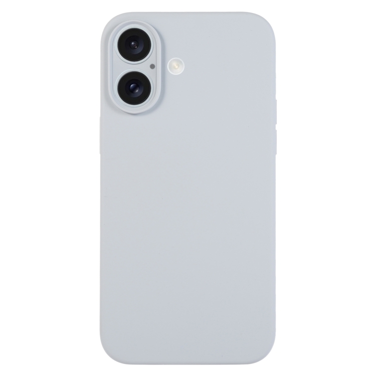 

For iPhone 16 Pure Color Liquid Silicone Fine Pore Phone Case(Grey Blue)