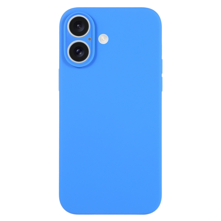 

For iPhone 16 Pure Color Liquid Silicone Fine Pore Phone Case(Lake Blue)