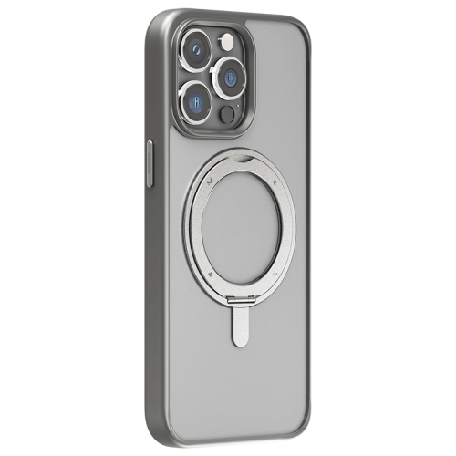 

For iPhone 15 Pro MOMAX Magsafe Magnetic Metal Rotating Holder Phone Case(Grey)