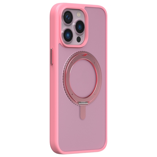 

For iPhone 15 Pro MOMAX Magsafe Magnetic Metal Rotating Holder Phone Case(Pink)