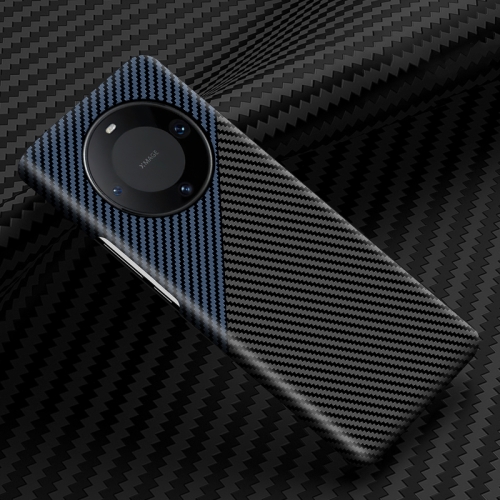 

For Huawei Mate 60 Pro Carbon Fiber Shockproof Phone Case(Black Blue)