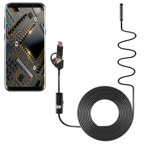 

AN100 3 in 1 IP67 Waterproof USB-C / Type-C + Micro USB + USB HD Endoscope Snake Tube Inspection Camera for Parts of OTG Function Android Mobile Phone, with 6 LEDs, Lens Diameter:5.5mm(Length: 10m)