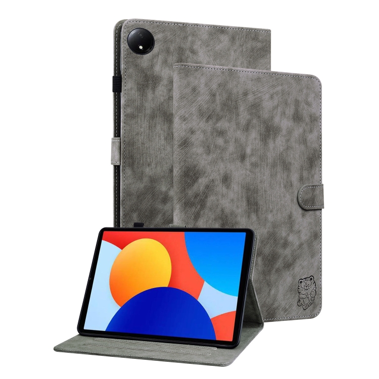 

For Xiaomi Redmi Pad SE 8.7 Tiger Pattern Flip Leather Tablet Case(Grey)