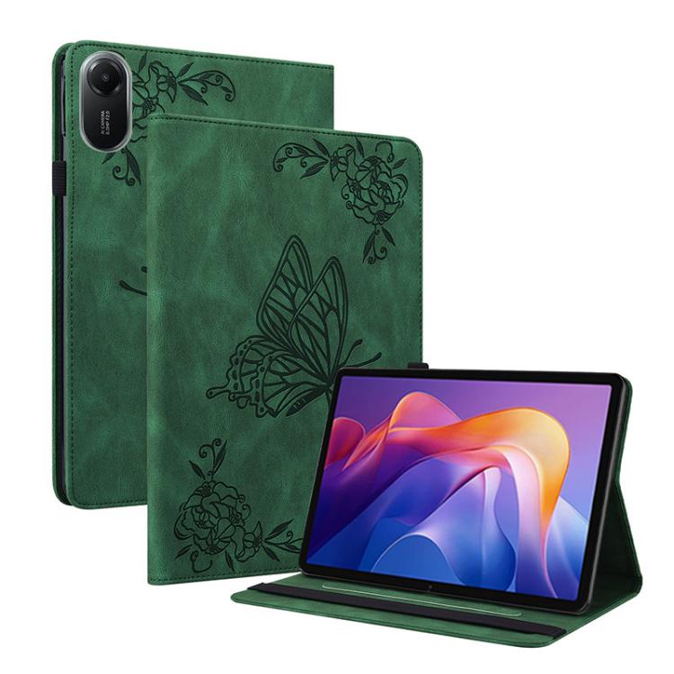 

For Redmi Pad 2 / Redmi Pad SE 11 2025 Butterfly Flower Embossed Leather Tablet Case(Green)