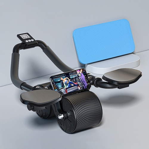 Pranchas de roda de fitness abdominal suportam equipamentos de fitness doméstico com display LED / cronometragem (preto)