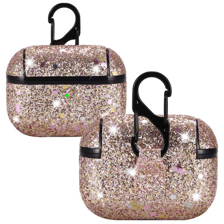 For AirPods Pro PC PU Love-heart Shape Glitter Earphone