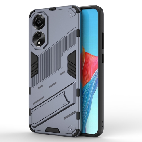 

For OPPO A78 4G Punk Armor 2 in 1 PC + TPU Phone Case with Holder(Grey)