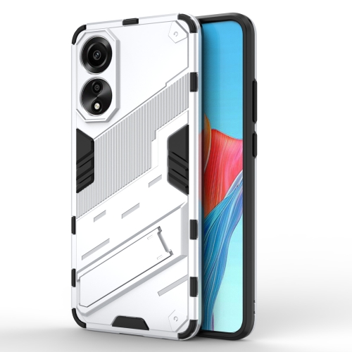 

For OPPO A78 4G Punk Armor 2 in 1 PC + TPU Phone Case with Holder(White)