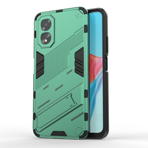 

For OPPO A38 4G Global Punk Armor 2 in 1 PC + TPU Phone Case with Holder(Green)