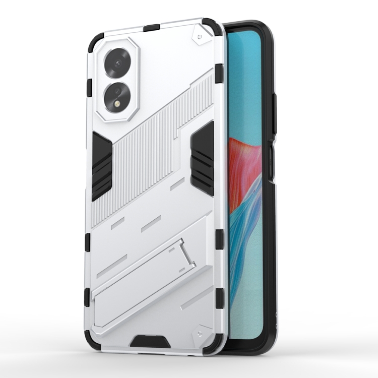 

For OPPO A38 4G Global Punk Armor 2 in 1 PC + TPU Phone Case with Holder(White)