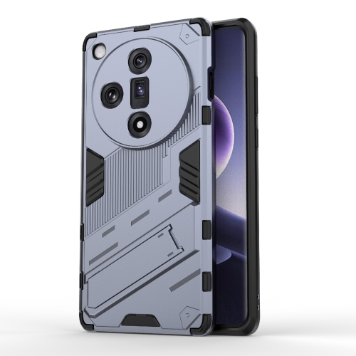 

For OPPO Find X7 5G Punk Armor 2 in 1 PC + TPU Phone Case with Holder(Grey)