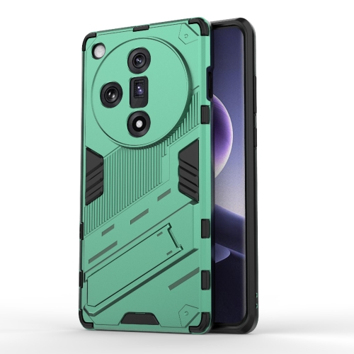 

For OPPO Find X7 5G Punk Armor 2 in 1 PC + TPU Phone Case with Holder(Green)