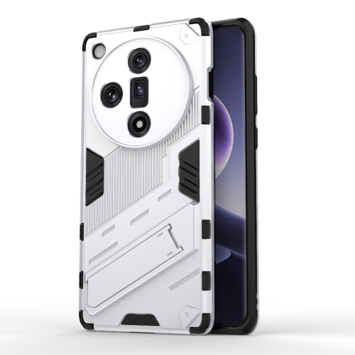

For OPPO Find X7 5G Punk Armor 2 in 1 PC + TPU Phone Case with Holder(White)