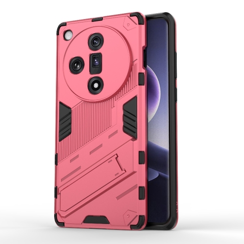 

For OPPO Find X7 5G Punk Armor 2 in 1 PC + TPU Phone Case with Holder(Light Red)