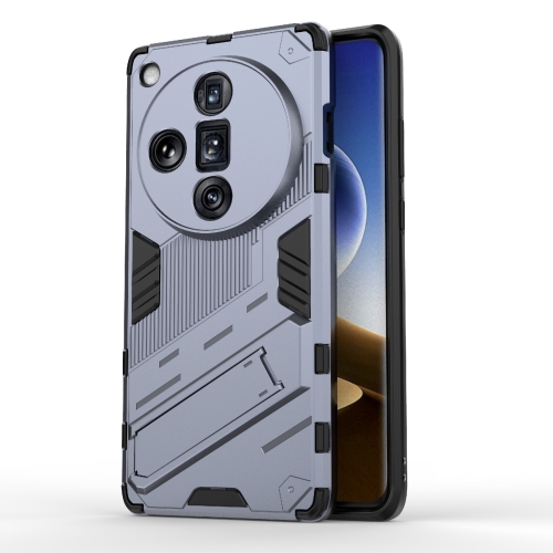 

For OPPO Find X7 Ultra 5G Punk Armor 2 in 1 PC + TPU Phone Case with Holder(Grey)