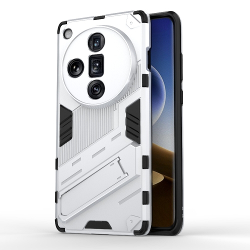 

For OPPO Find X7 Ultra 5G Punk Armor 2 in 1 PC + TPU Phone Case with Holder(White)