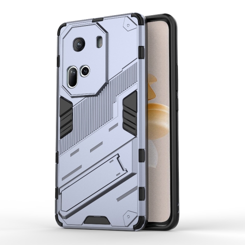 

For OPPO Reno11 5G Global Punk Armor 2 in 1 PC + TPU Phone Case with Holder(Grey)