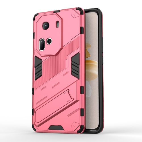

For OPPO Reno11 5G Global Punk Armor 2 in 1 PC + TPU Phone Case with Holder(Light Red)