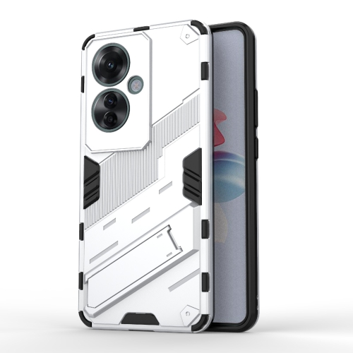 

For OPPO Reno11 F 5G Global Punk Armor 2 in 1 PC + TPU Phone Case with Holder(White)