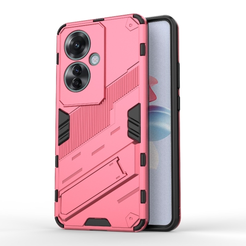 

For OPPO Reno11 F 5G Global Punk Armor 2 in 1 PC + TPU Phone Case with Holder(Light Red)