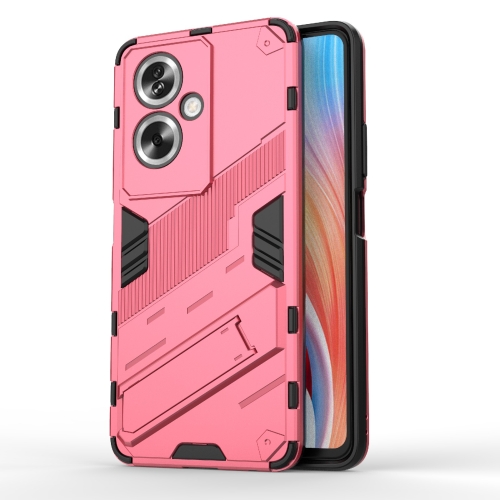 

For OPPO A79 5G Global Punk Armor 2 in 1 PC + TPU Phone Case with Holder(Light Red)