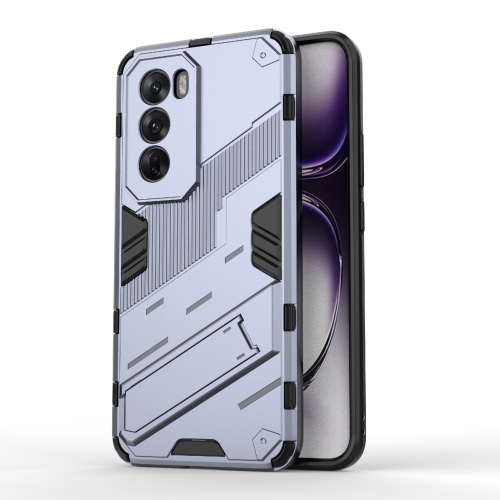 

For OPPO Reno12 Global Punk Armor 2 in 1 PC + TPU Phone Case with Holder(Grey)