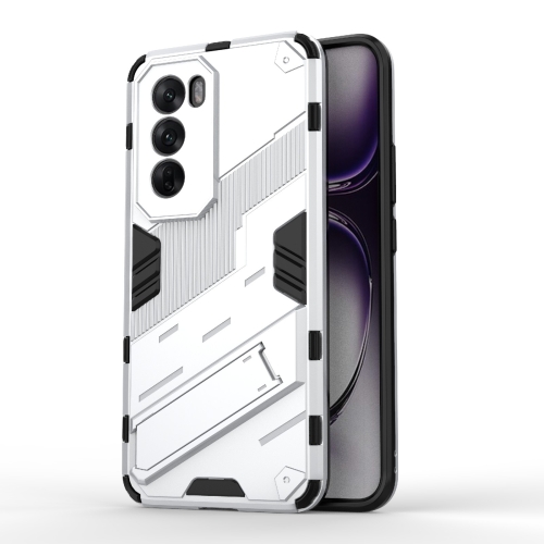 

For OPPO Reno12 Global Punk Armor 2 in 1 PC + TPU Phone Case with Holder(White)