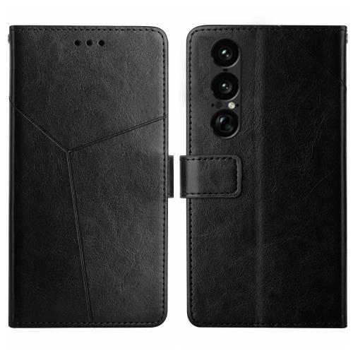 

For Sony Xperia 1 VII Y-shaped Pattern Flip Leather Phone Case(Black)