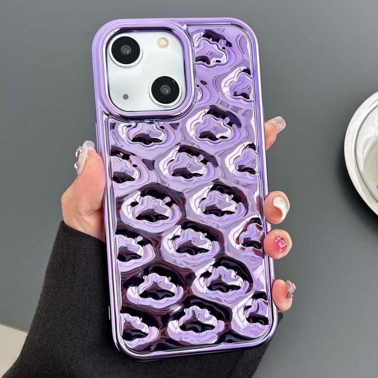 

For iPhone 14 Cloud Texture Electroplated TPU Phone Case(Purple)