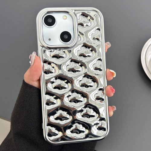 

For iPhone 14 Plus Cloud Texture Electroplated TPU Phone Case(Silver)