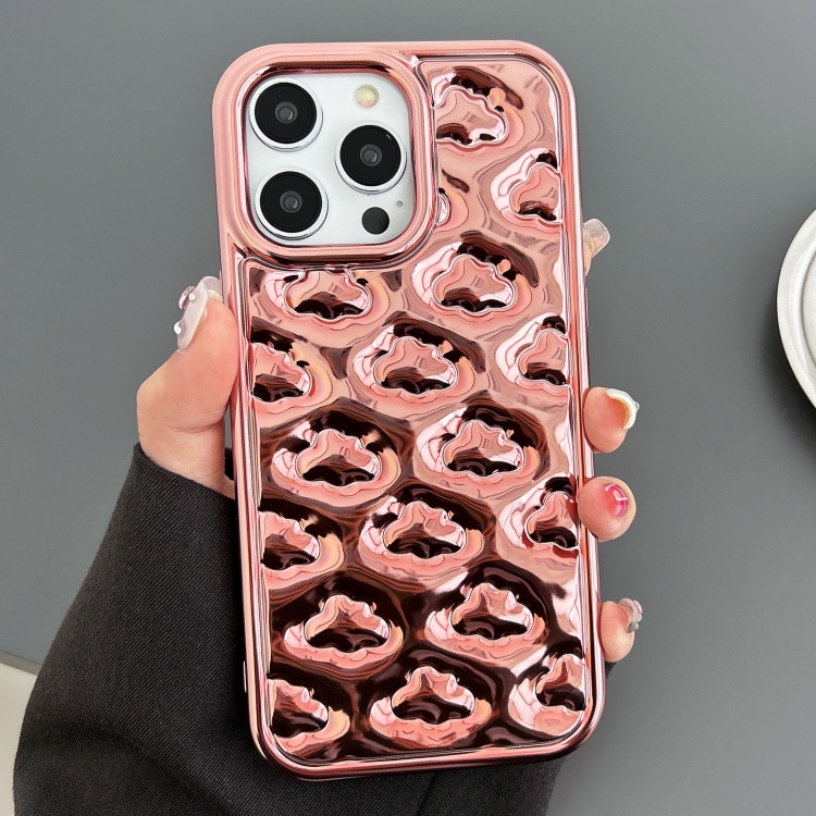 

For iPhone 14 Pro Max Cloud Texture Electroplated TPU Phone Case(Rose Gold)