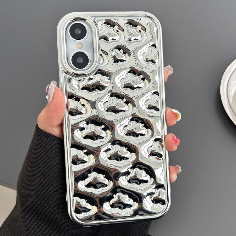 

For iPhone XS / X Cloud Texture Electroplated TPU Phone Case(Silver)