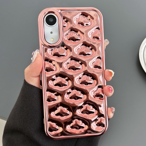 

For iPhone XR Cloud Texture Electroplated TPU Phone Case(Rose Gold)