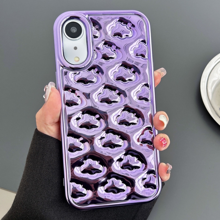 

For iPhone XR Cloud Texture Electroplated TPU Phone Case(Purple)