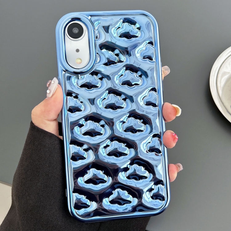 

For iPhone XR Cloud Texture Electroplated TPU Phone Case(Blue)