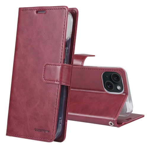 

For iPhone 15 Plus GOOSPERY BLUE MOON Crazy Horse Texture Leather Phone Case(Wine Red)