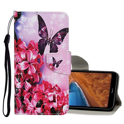 

For Xiaomi Redmi Note 8T Colored Drawing Pattern Horizontal Flip Leather Case with Holder & Card Slots & Wallet(Red Flower Butterfly)