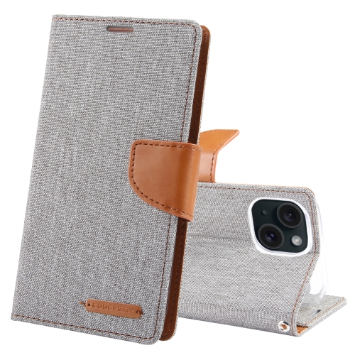 

For iPhone 15 Plus GOOSPERY CANVAS DIARY Fabric Texture Flip Leather Phone Case(Grey)