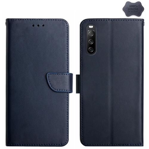 

For Sony Xperia 10 VI Genuine Leather Fingerprint-proof Horizontal Flip Phone Case(Blue)