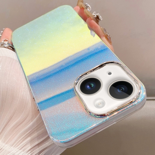 For iPhone 14 Mirror Glitter IMD Phone Case(Blue) easy operation chicken chips 2 tank 4 basket used gas electric deep frying machine industrial fryer