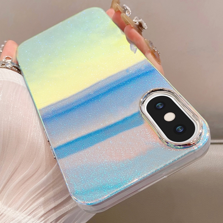 

For iPhone XS Max Mirror Glitter IMD Phone Case(Blue)