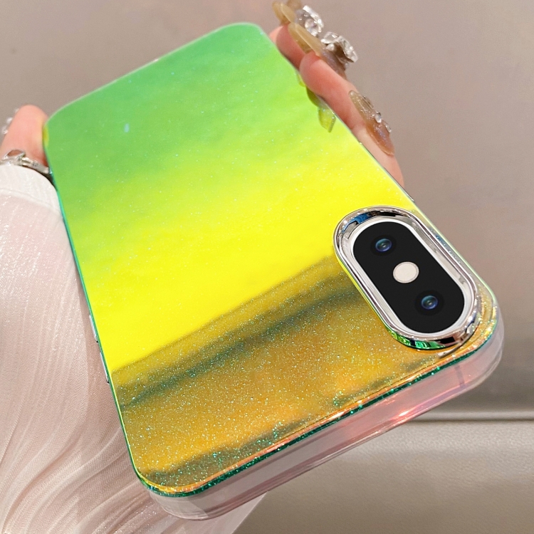 

For iPhone XS Max Mirror Glitter IMD Phone Case(Green)