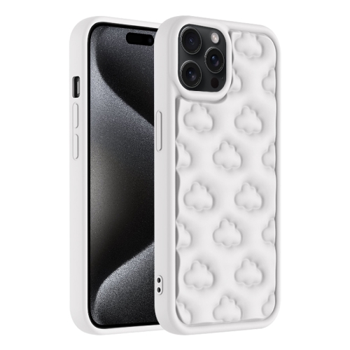 For iPhone 15 Pro Max 3D Cloud Pattern TPU Phone Case(White) 328ft 100m length 12mm width t molding pvc plastic edge strip 7 colors available arcade t moulding for mame game machine cabinet