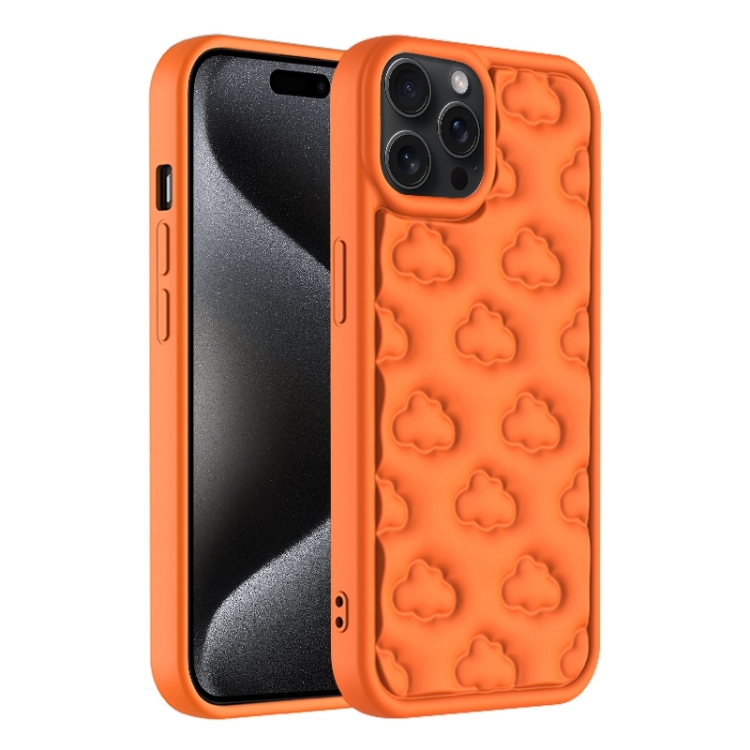 

For iPhone 15 Pro 3D Cloud Pattern TPU Phone Case(Orange)